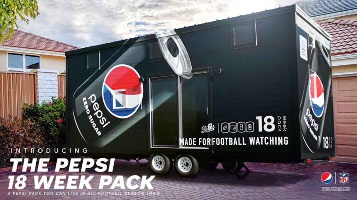 Black mobile unit wrapped with Pepsi Zero Sugar branding, promoting the "18 Week Pack".